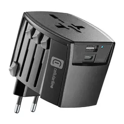 Cellularline S.p.A. Dual Port World Travel Charger 20W Schwarz